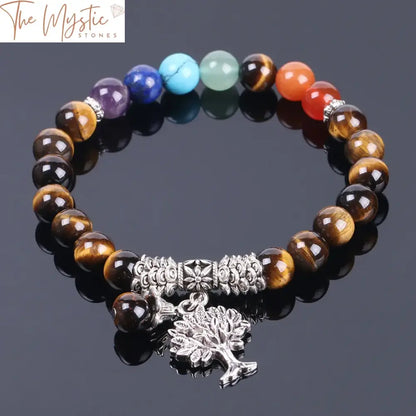 Men’s Tiger Eye Chakra Tree Of Life Bracelet