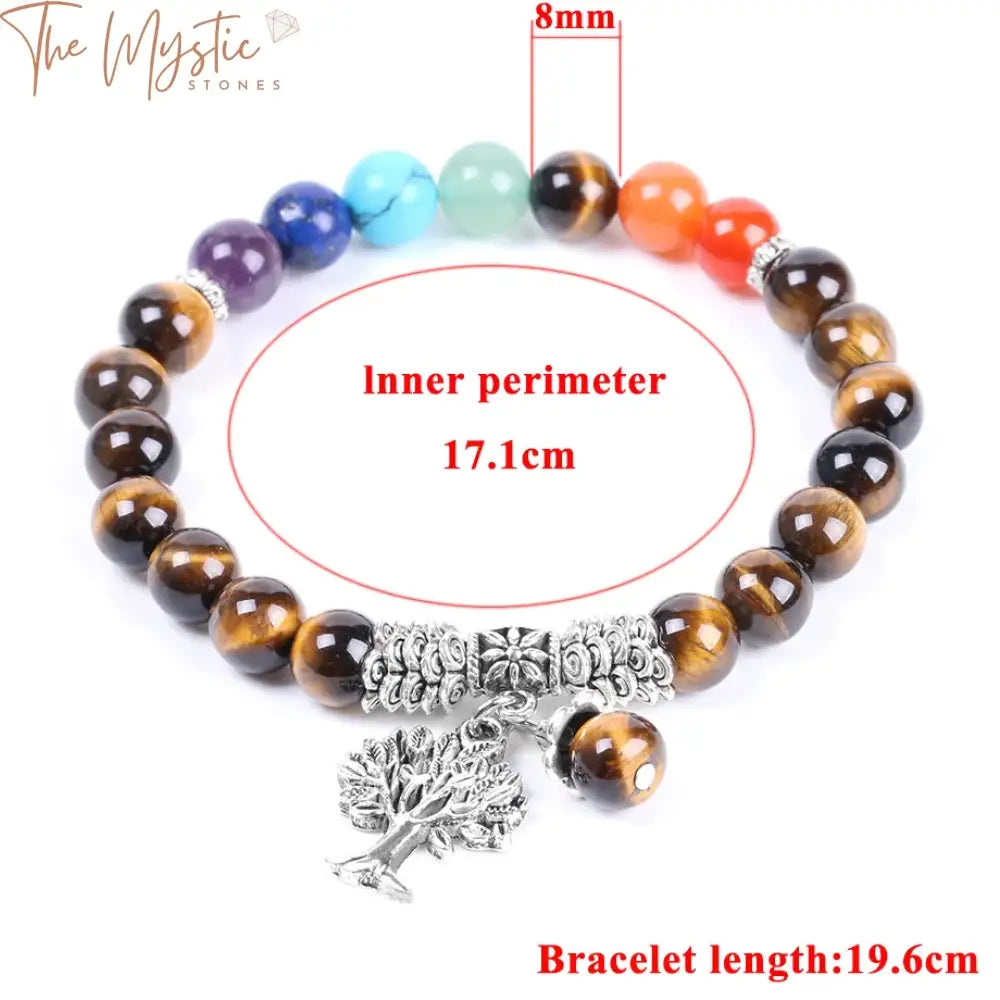 Men’s Tiger Eye Chakra Tree Of Life Bracelet