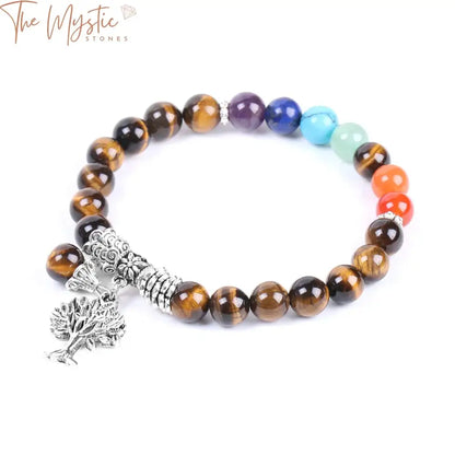 Men’s Tiger Eye Chakra Tree Of Life Bracelet