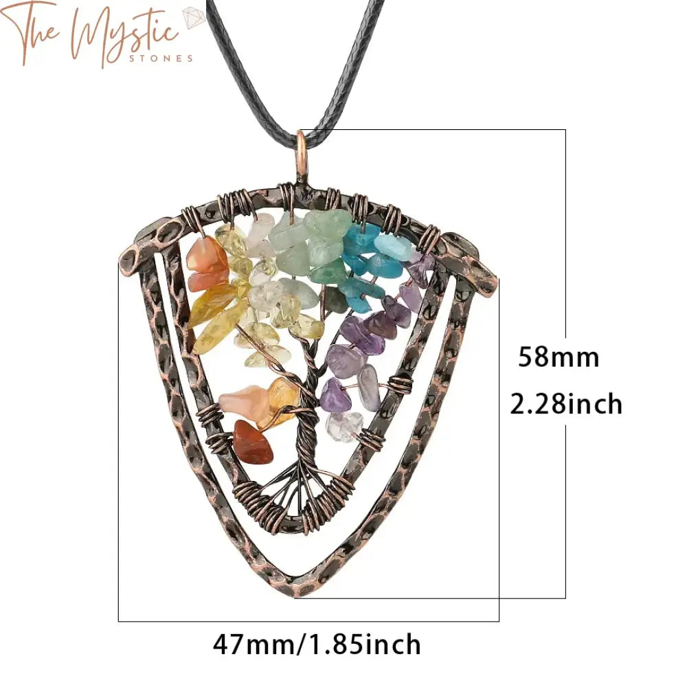 Men’s Tree Of Life Chakra Stone Pendant Necklace