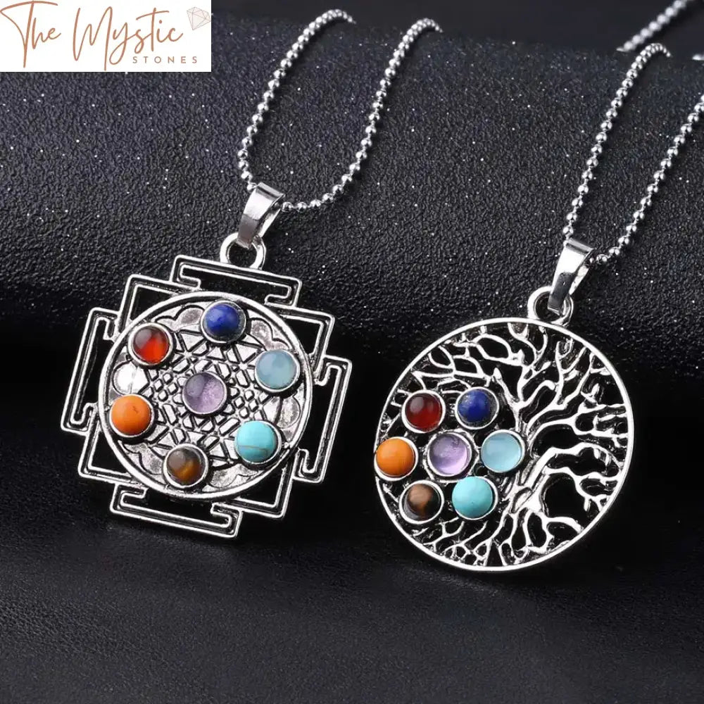 Merkaba 7 Chakra Tree Of Life Pendant Necklace