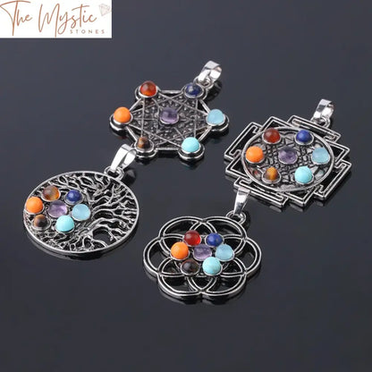 Merkaba 7 Chakra Tree Of Life Pendant Necklace