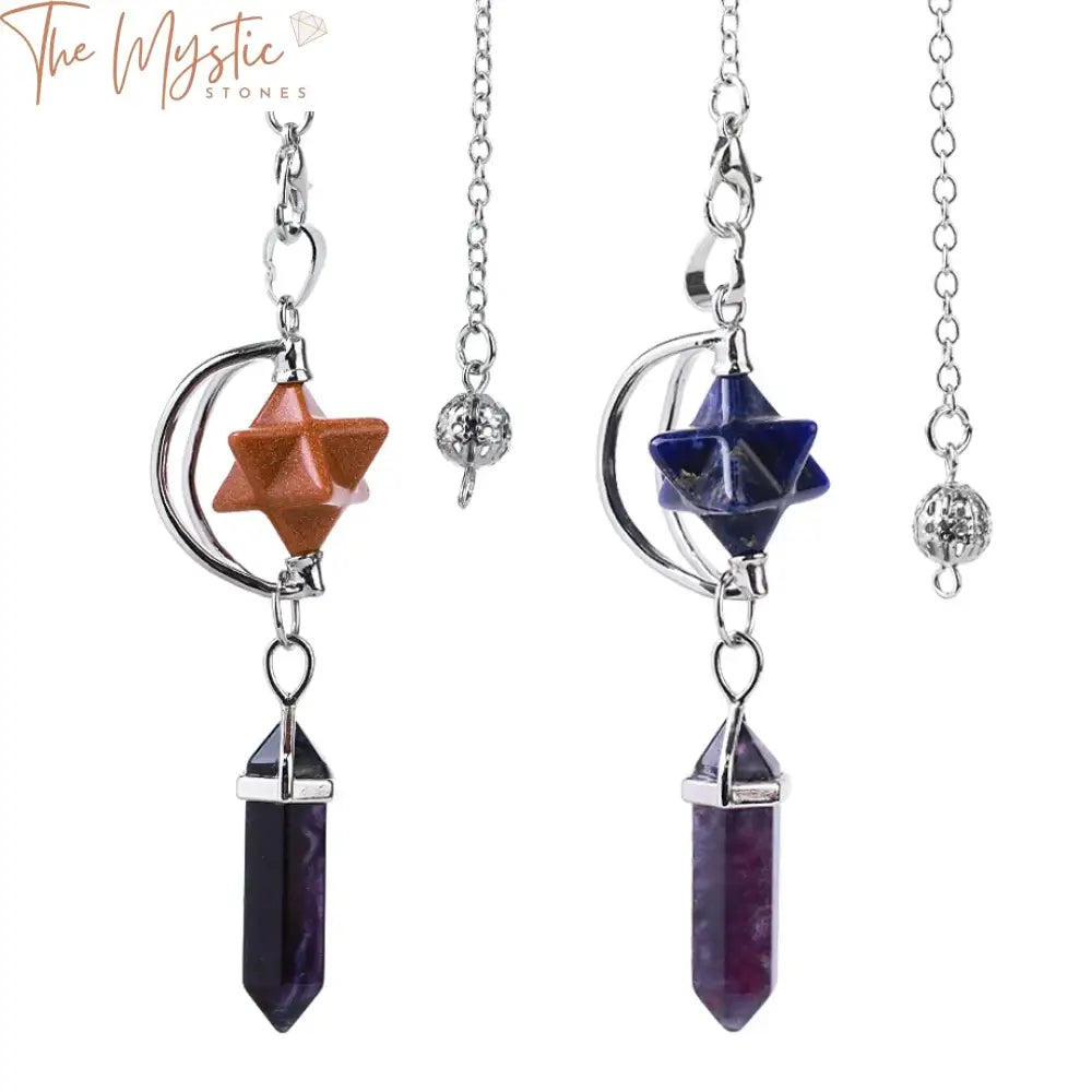 Merkaba Fluorite Crystal Pendulum For Reiki And Divination