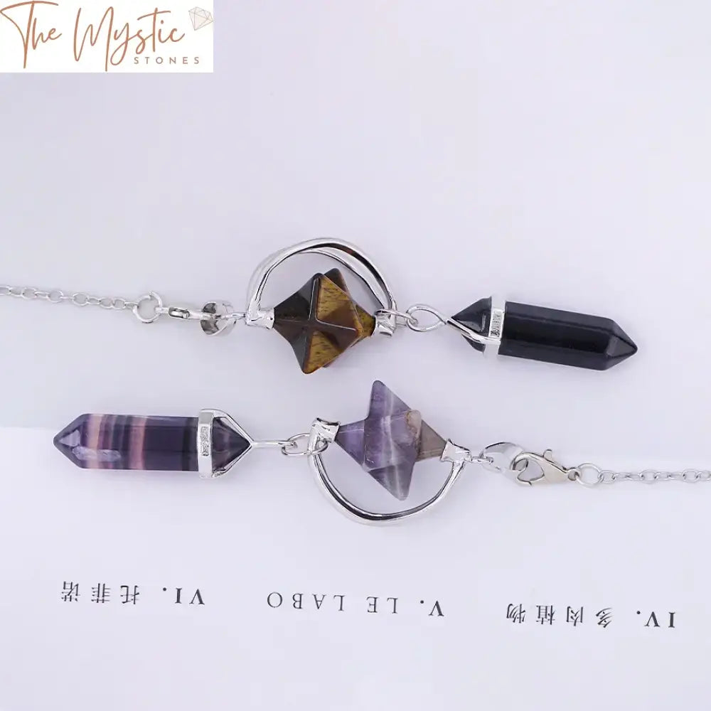 Merkaba Fluorite Crystal Pendulum For Reiki And Divination