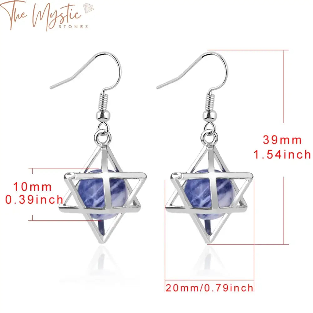 Merkaba Hexagram Amethyst Drop Earrings