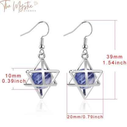 Merkaba Hexagram Amethyst Drop Earrings