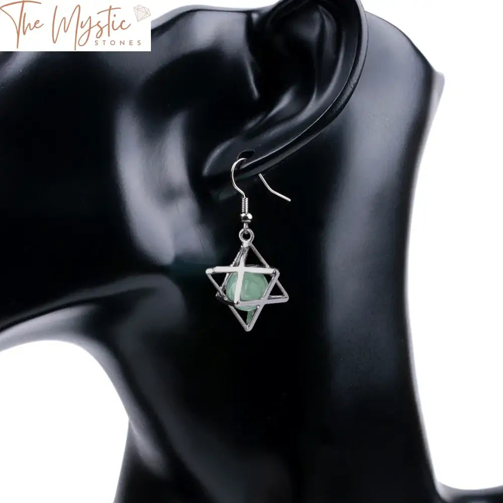 Merkaba Hexagram Amethyst Drop Earrings