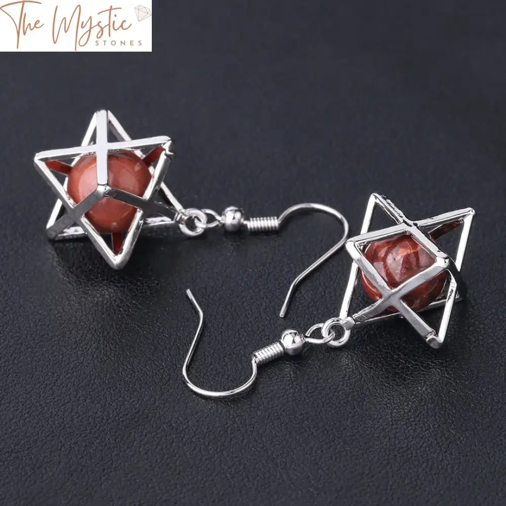 Merkaba Hexagram Amethyst Drop Earrings