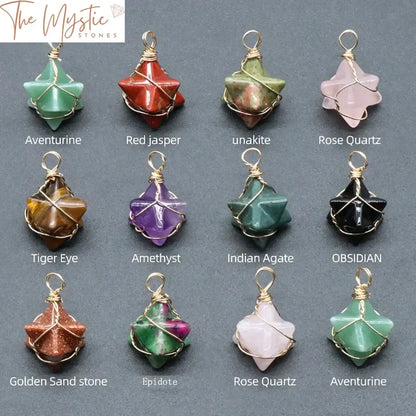 Merkaba Natural Stone Crystal Pendant