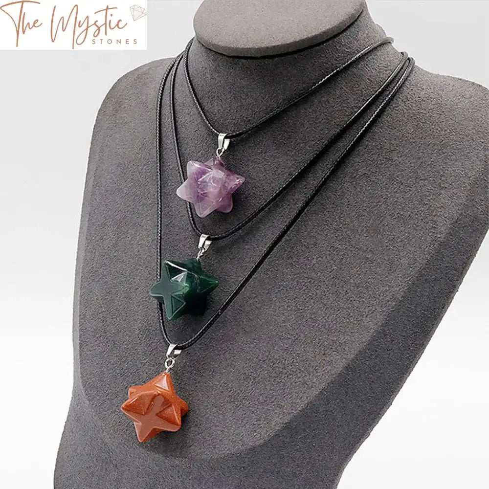 Merkaba Star Natural Stone Pendant