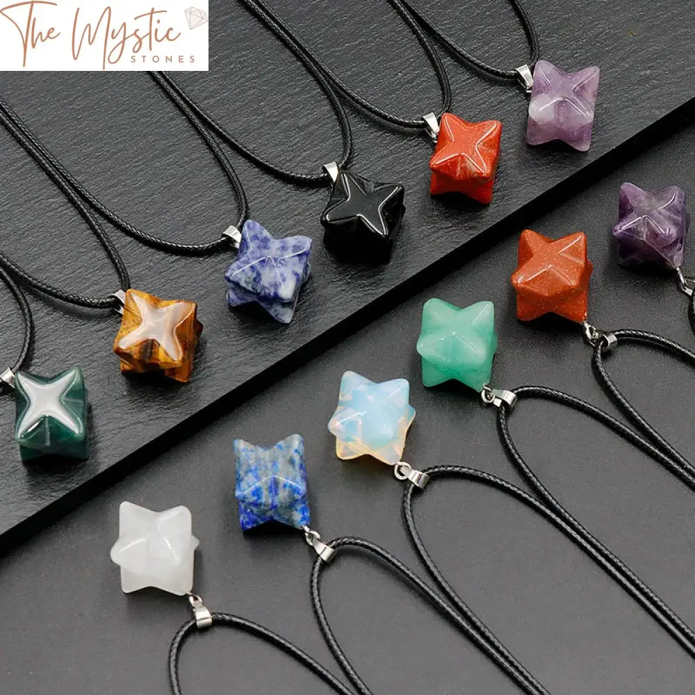 Merkaba Star Natural Stone Pendant