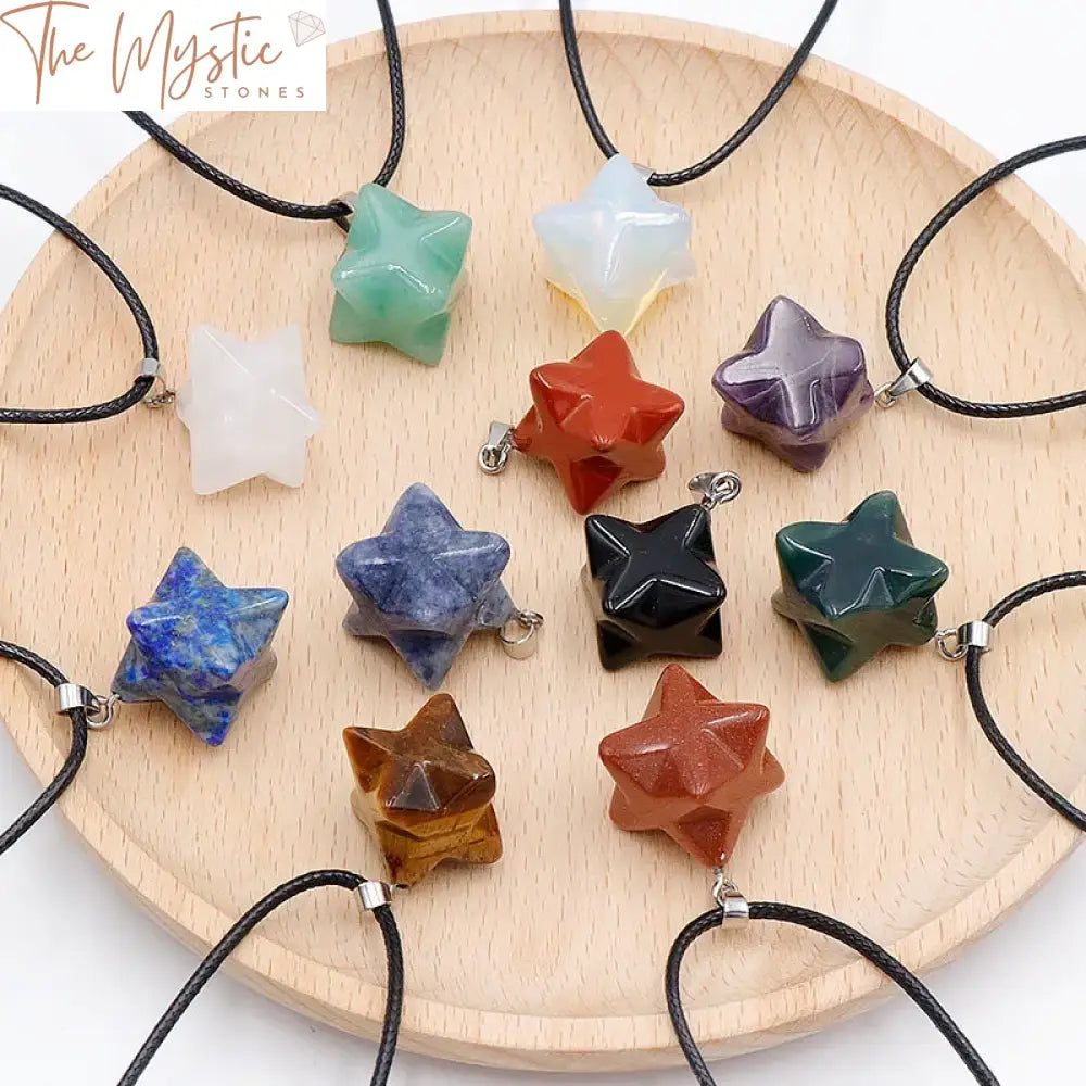 Merkaba Star Natural Stone Pendant