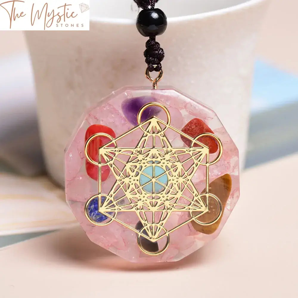 Metatron’s Cube 7 Chakra Orgone Pendant