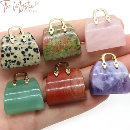 Mini Carved Stone Handbag - Chakra Healing Crystal