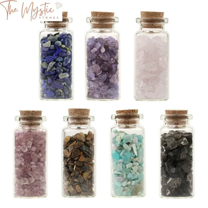 Mini Glass Wishing Bottles With Crystal Chips