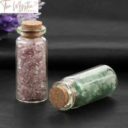 Mini Glass Wishing Bottles With Crystal Chips