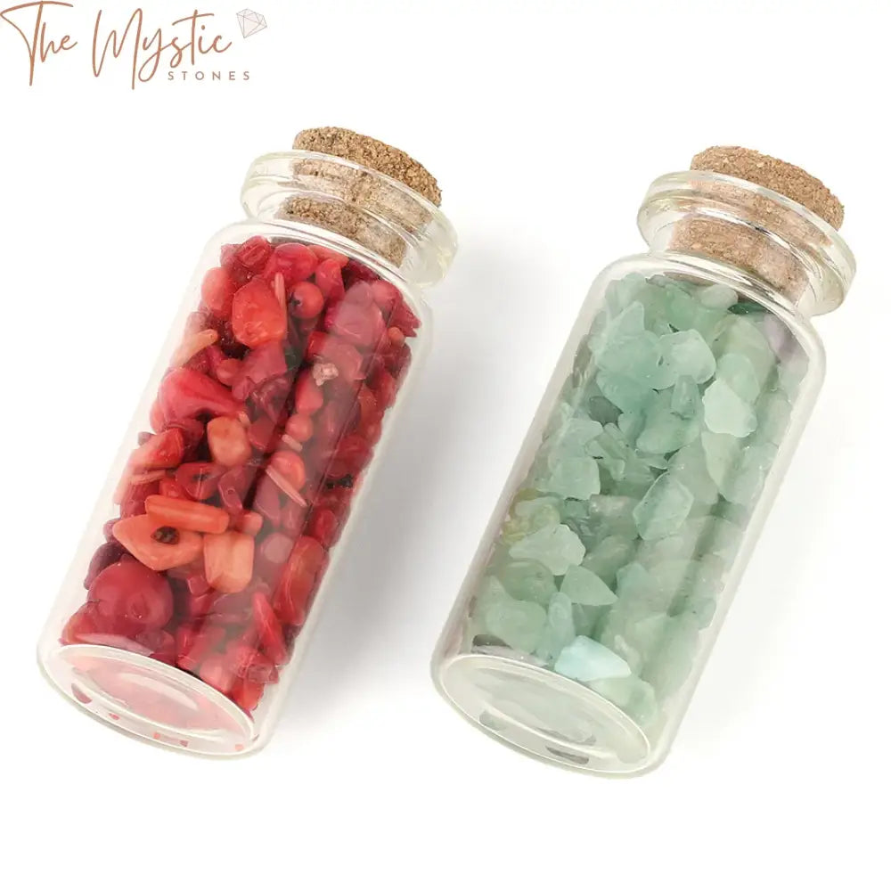 Mini Glass Wishing Bottles With Crystal Chips