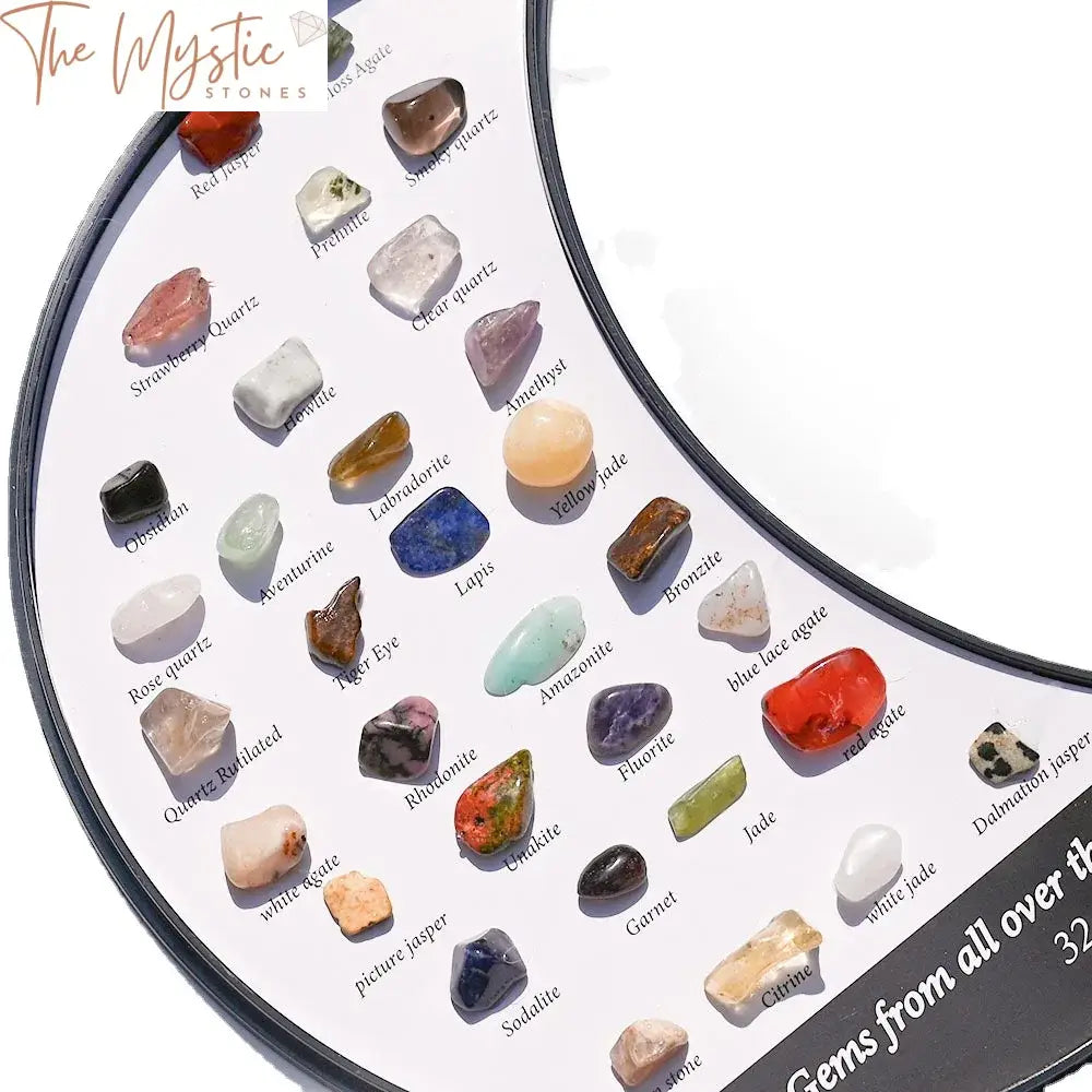 Mini Moon-Shaped Crystal Collection - 32Pc Natural Stone Set