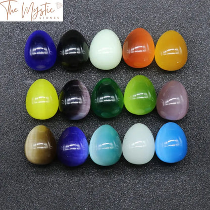 Mixed Color Cat Eye Crystal Mini Eggs - 20Pcs Set