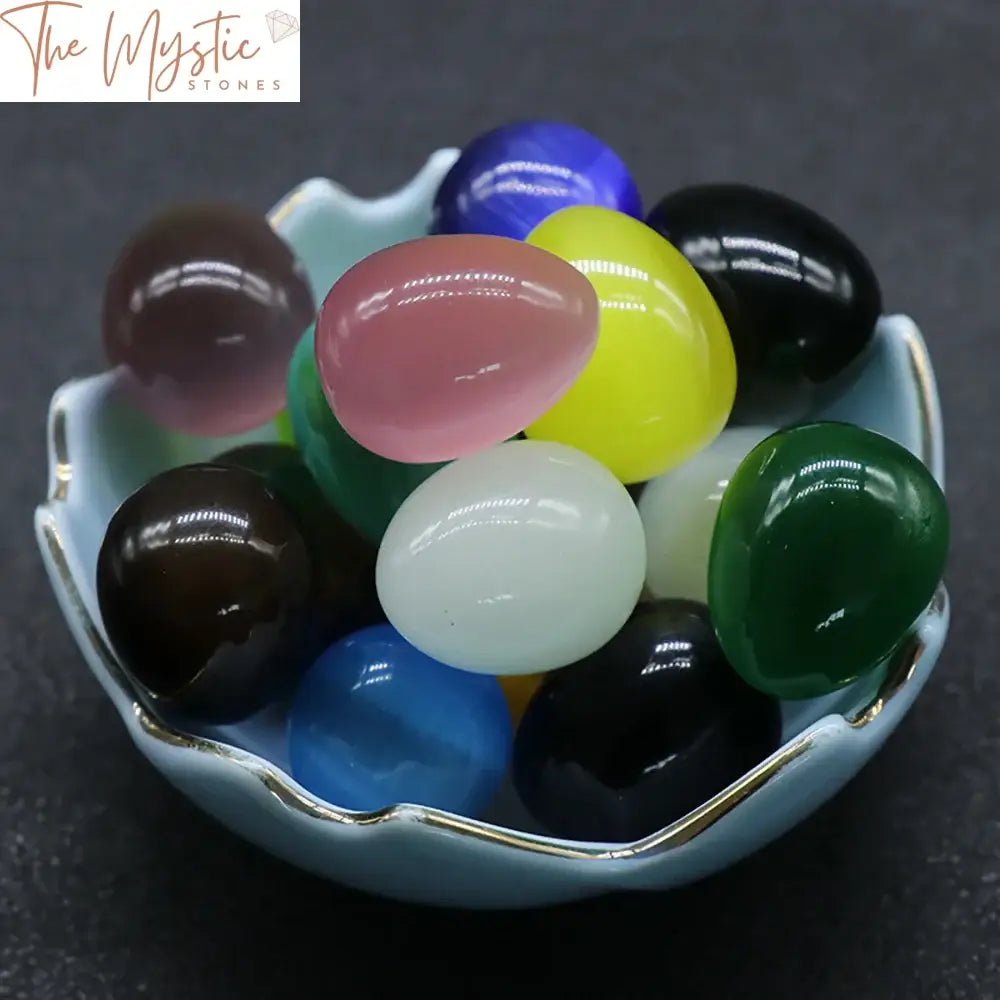 Mixed Color Cat Eye Crystal Mini Eggs - 20Pcs Set