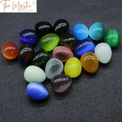 Mixed Color Cat Eye Crystal Mini Eggs - 20Pcs Set