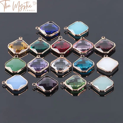 Mixed Color Faceted Glass Quadrilateral Beads 10Pc