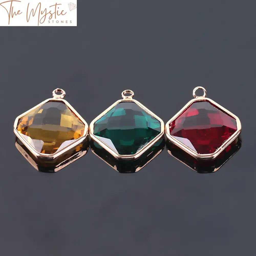 Mixed Color Faceted Glass Quadrilateral Beads 10Pc