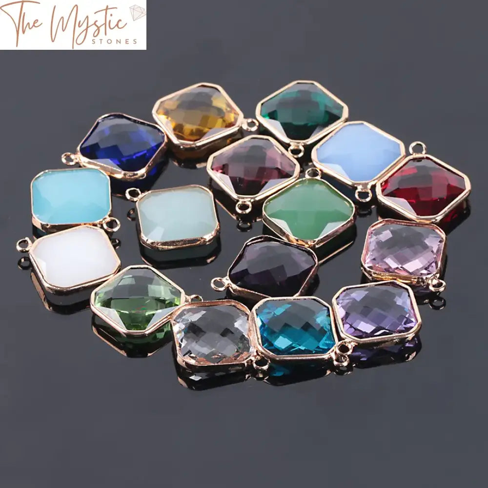 Mixed Color Faceted Glass Quadrilateral Beads 10Pc