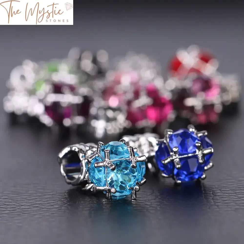 Mixed Color Zircon Ball Charms - 10Pcs 5Mm