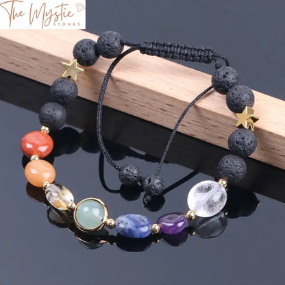 Mixed Gemstone Chakra Lava Bracelet