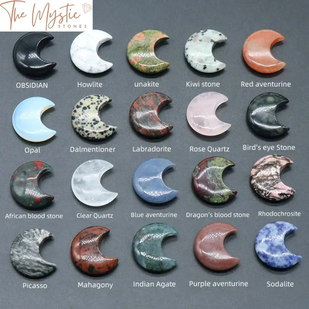 Moon-Shaped Natural Crystal Healing Stones