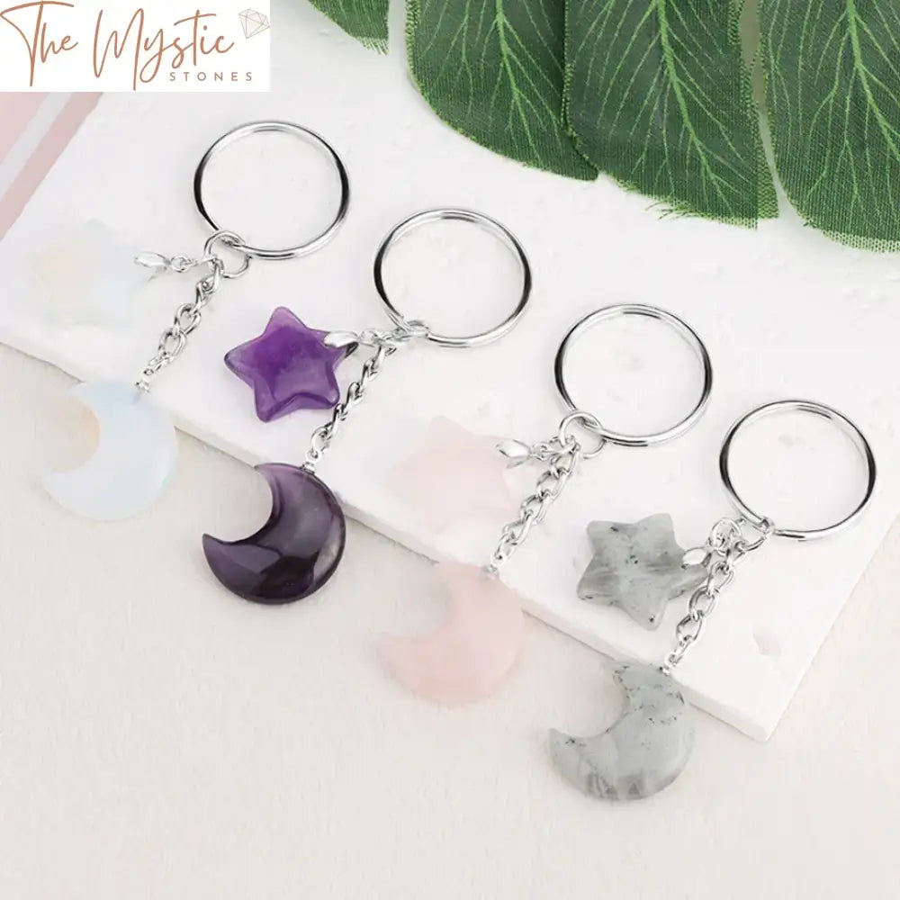 Moon Star Natural Stone Keychain