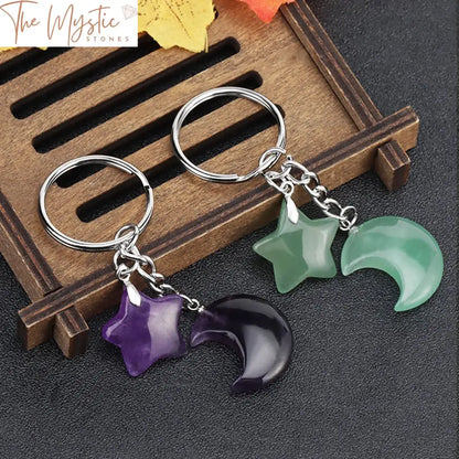 Moon Star Natural Stone Keychain