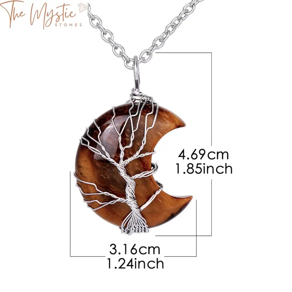 Moonlight Tree Of Life Pink Quartz Crystal Pendant