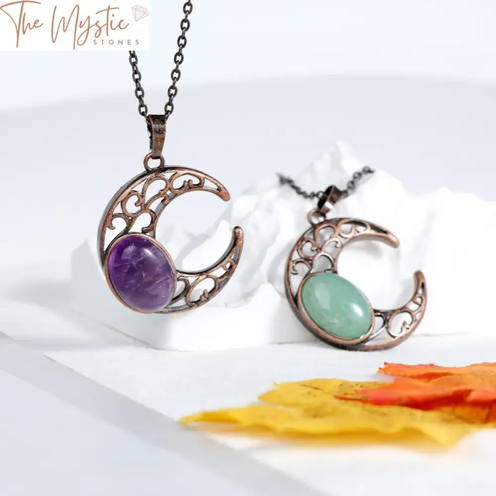 Moonstone Crystal Egg Pendant Necklace