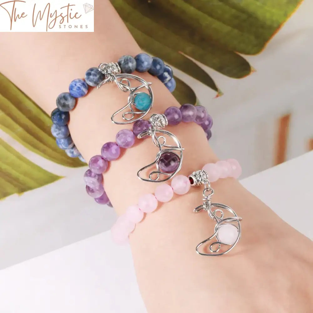 Moonstone Reiki Bracelet With Pink Quartz And Amethyst