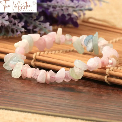 Morganite Natural Stone Chip Bracelet