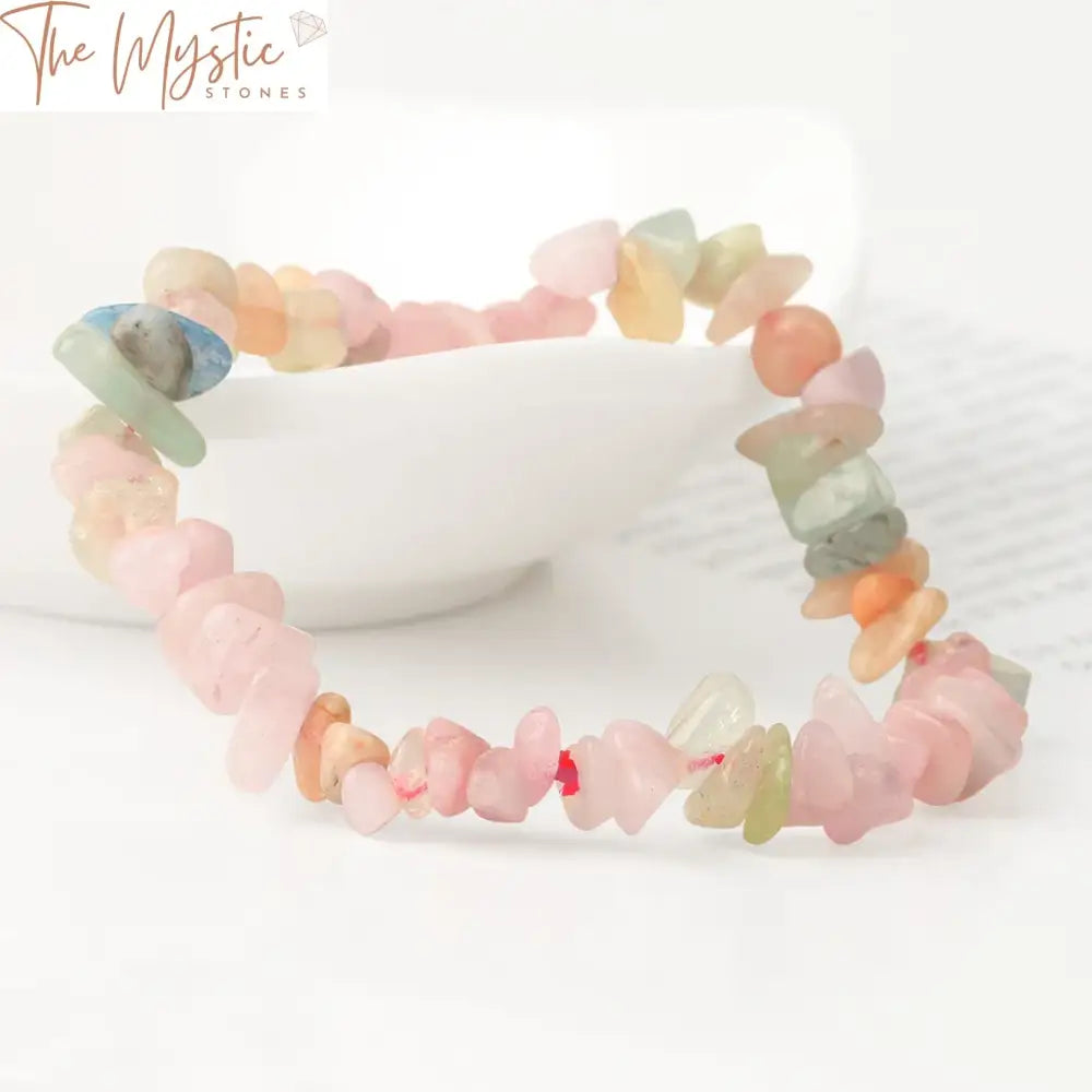 Morganite Natural Stone Chip Bracelet