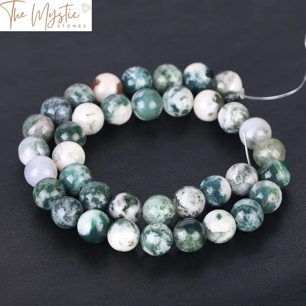 Moss Agate Green Onyx Round Beads