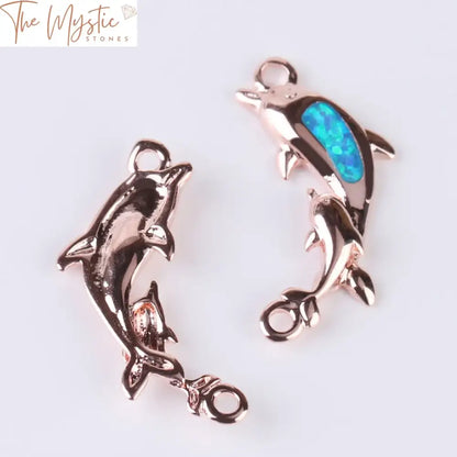 Mother & Baby Dolphin Opal Connector Charm