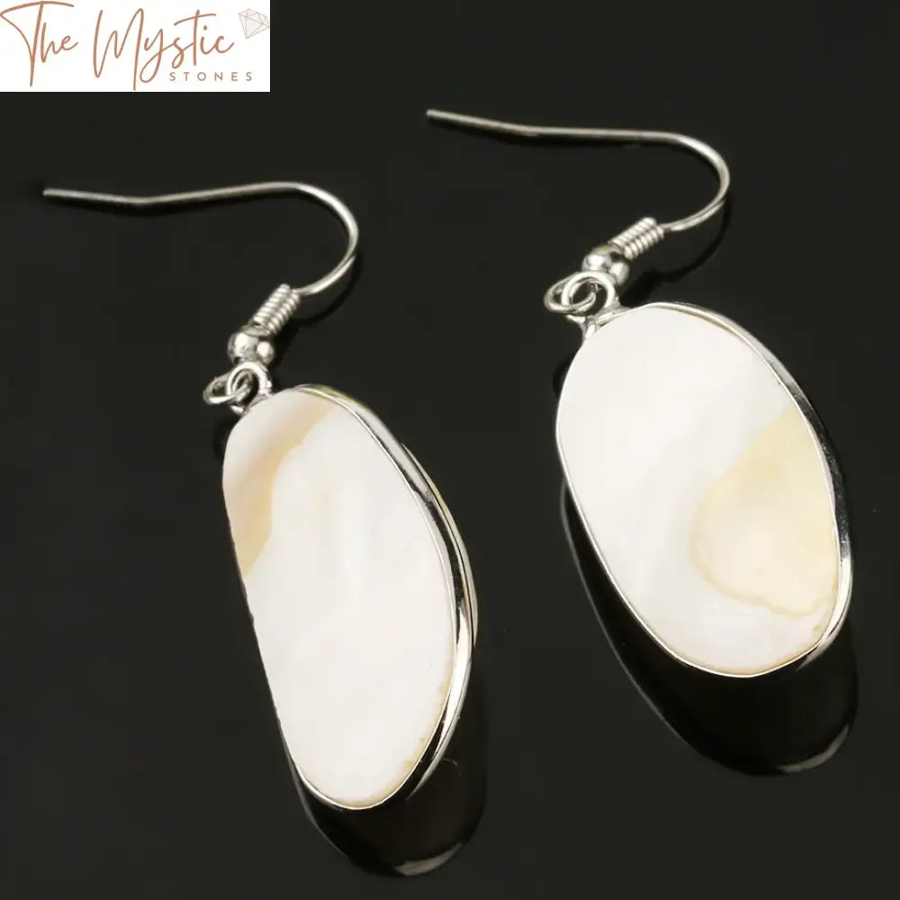 Mother Of Pearl Cabochon Drop Earrings