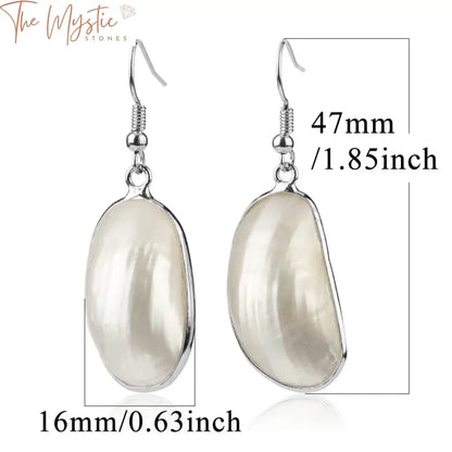 Mother Of Pearl Cabochon Drop Earrings