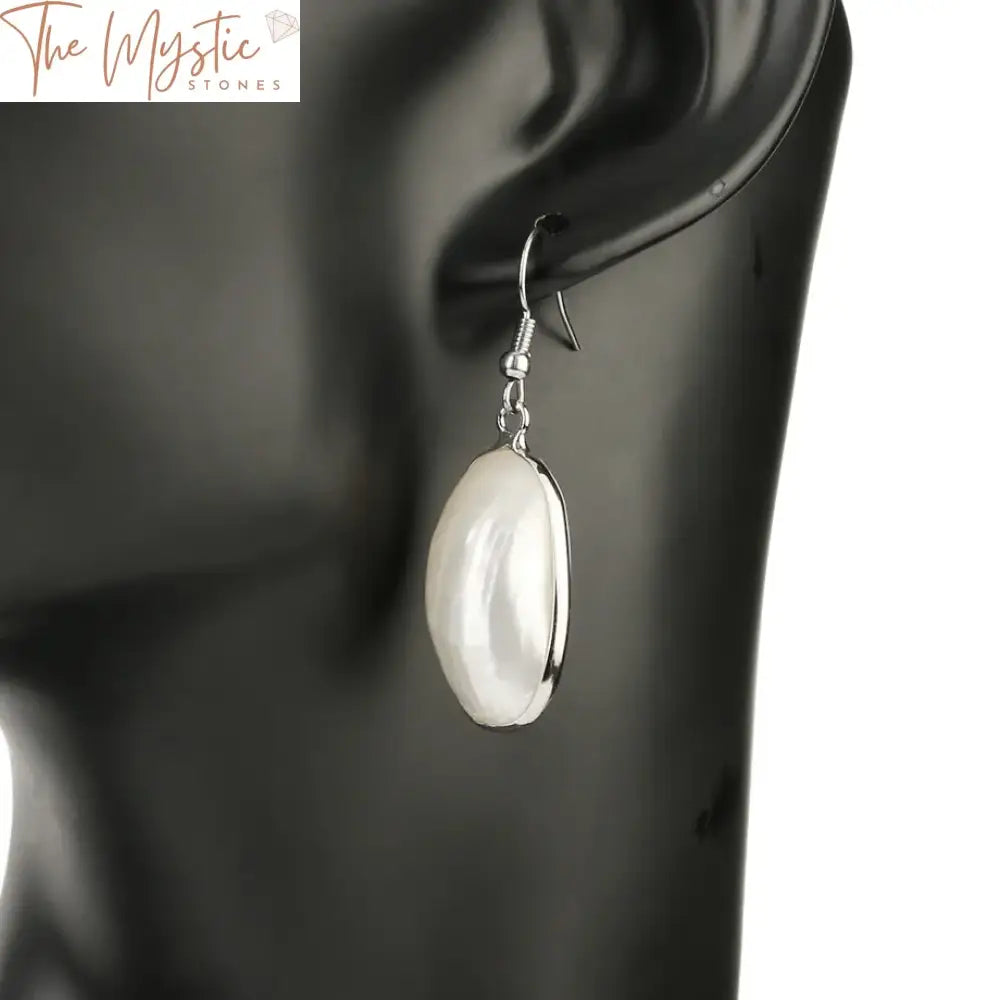 Mother Of Pearl Cabochon Drop Earrings