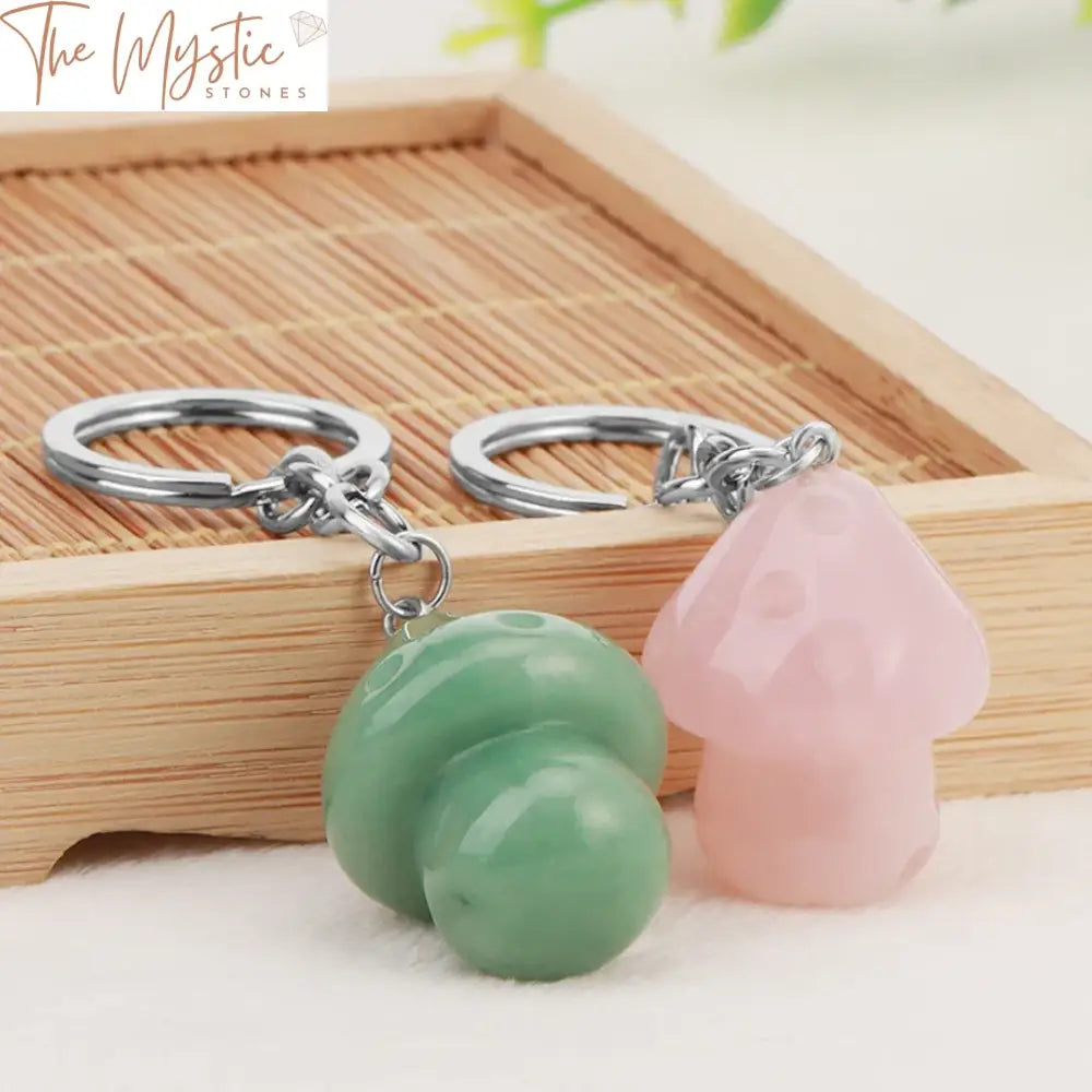 Mushroom Crystal Natural Stone Keychain