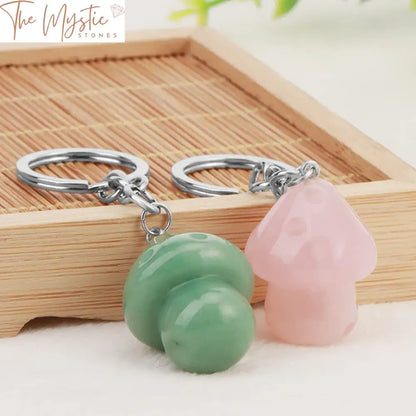 Mushroom Crystal Natural Stone Keychain