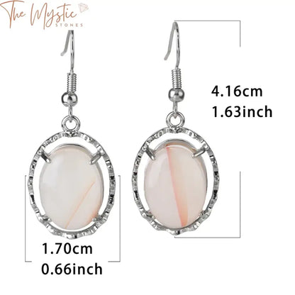 Natural Agate Oval Drop Earrings