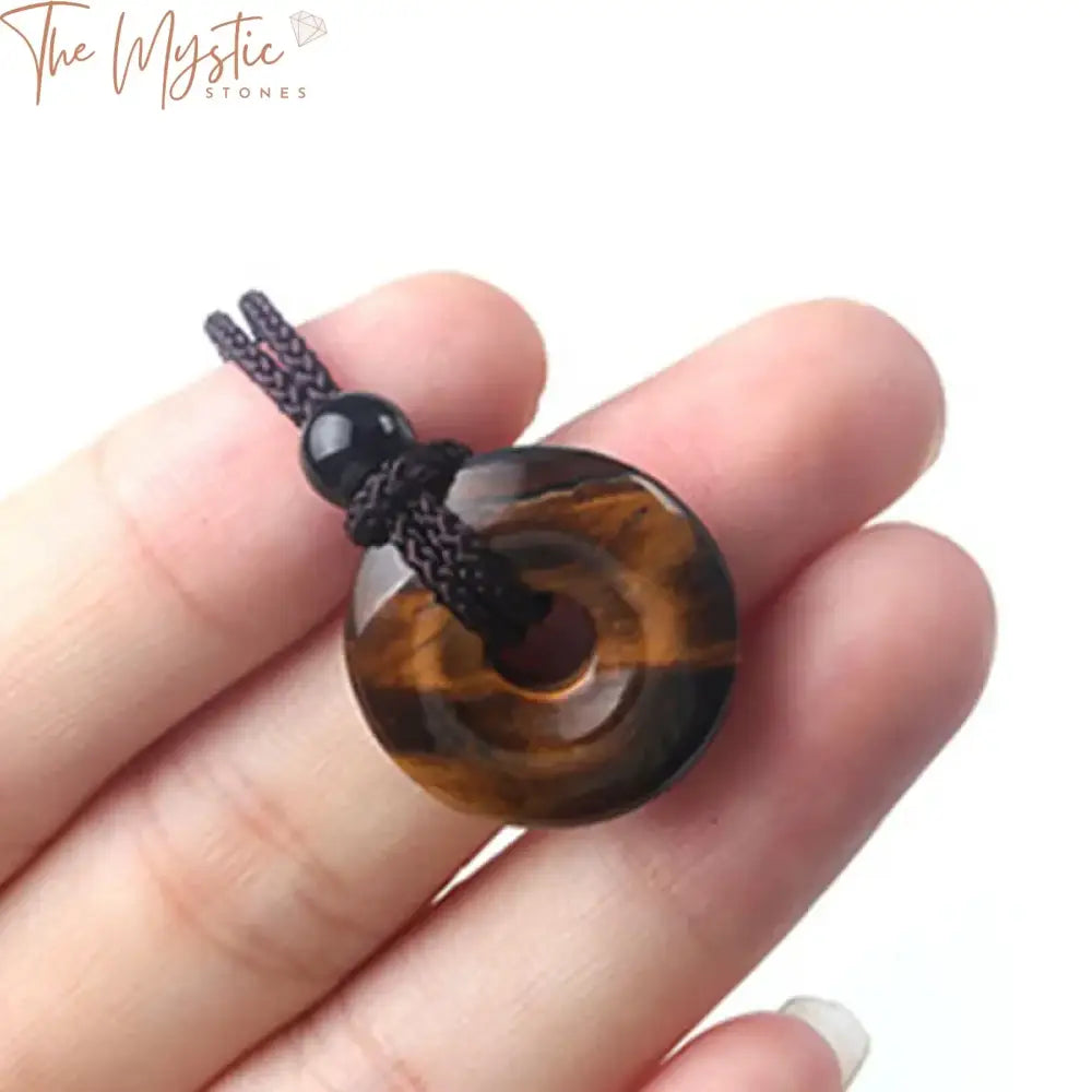 Natural Agate Stone Circle Donut Pendant