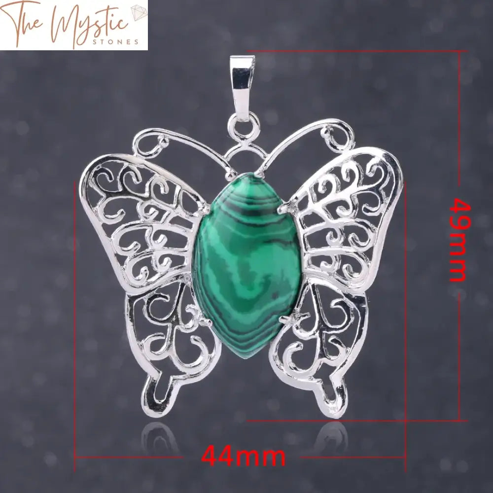 Natural Crystal Butterfly Pendant - Hollow Wing Horse Eye Gemstone Charm