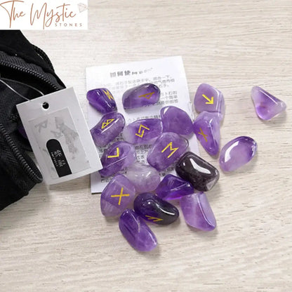 Natural Crystal Rune Stones Set - 25 Pcs