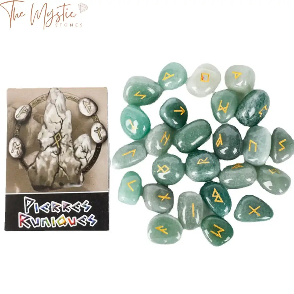 Natural Crystal Rune Stones Set - 25 Pcs